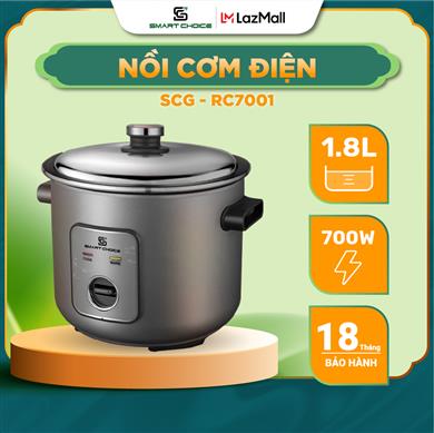 [SmartChoice]Nồi Cơm Điện Cơ SMARTCHOICE SCG-RC7001, Nồi Cơm Điện Nắp Rời Dung Tích 1.8L Công Suất 700W Phù Hợp Với Mọi Gia Đình
