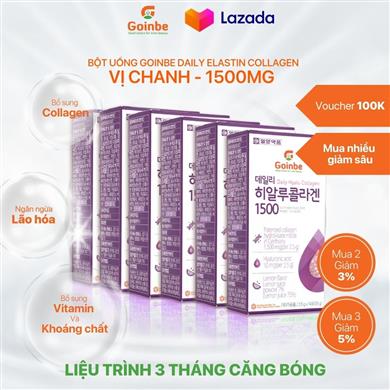 Combo 6 hôp - BỘT UỐNG GOINBE DAILY ELASTIN COLLAGEN LỰU ĐỎ - 1500MG (3 tháng)