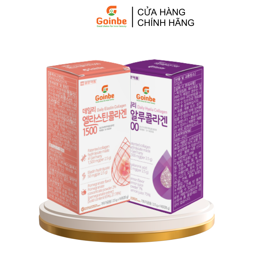 Combo 2 hôp - BỘT UỐNG GOINBE DAILY ELASTIN COLLAGEN LỰU ĐỎ - 1500MG (1 tháng)