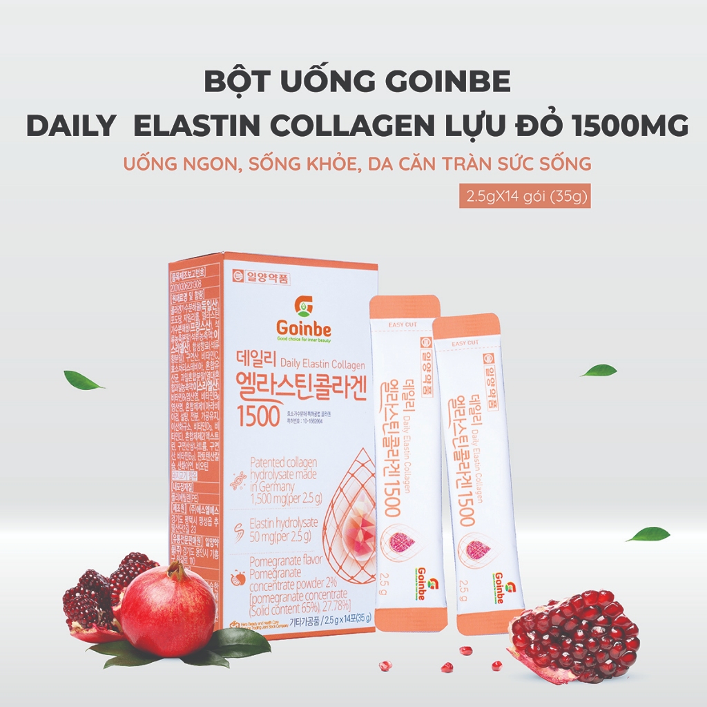 Combo 4 hộp - BỘT UỐNG GOINBE DAILY ELASTIN COLLAGEN LỰU ĐỎ - 1500MG (2 tháng)